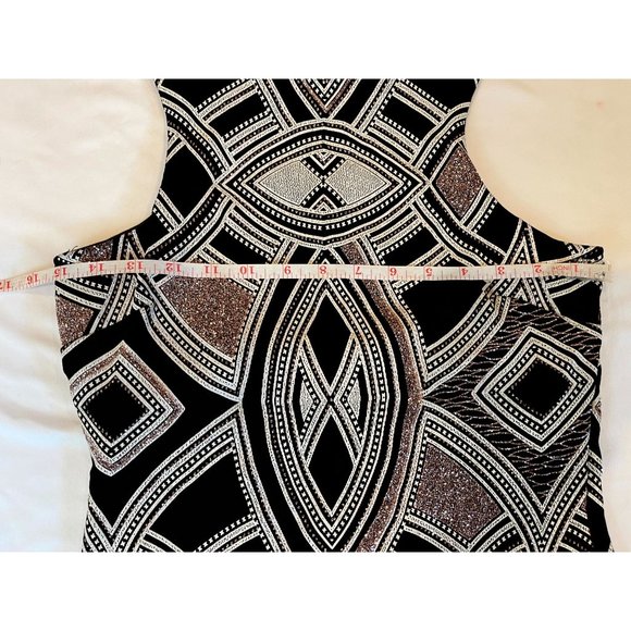 Speechless Women Glitter Bodycon Dress D65721J444 Round Neck Zip Black Silver 9 - Picture 7 of 11